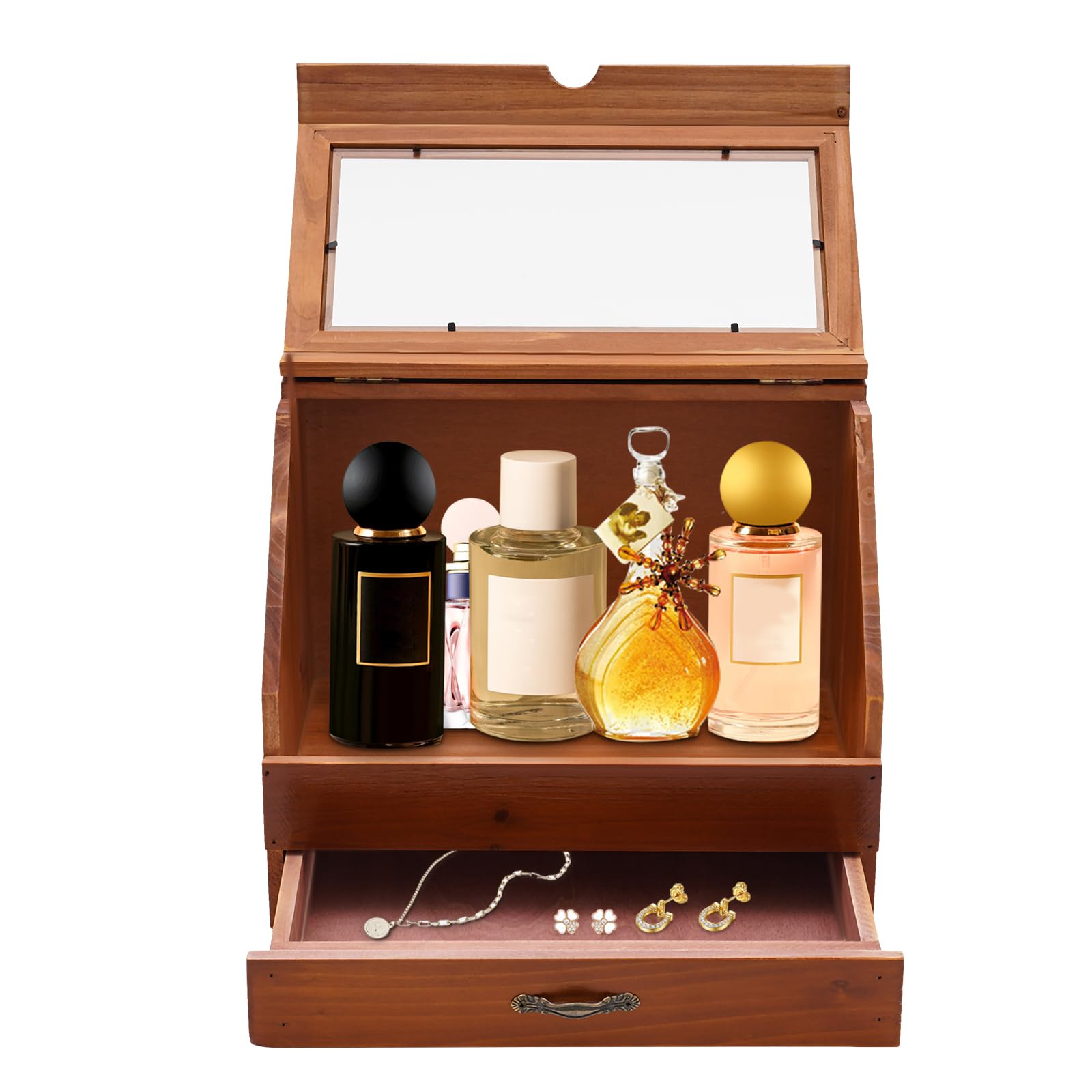Amazon.com: Oiveinya Perfume Organizer with Drawer,Wooden Perfume